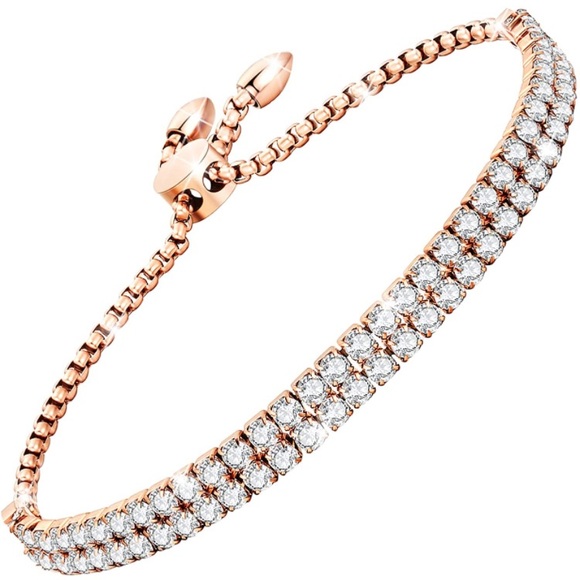 Jewelry - 14k Gold Adjustable Tennis Bracelet w/ CZ Diamonds